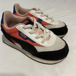 Puma Kids Shoes - Orange, Blue, and Black - Toddler Size 9 EUC